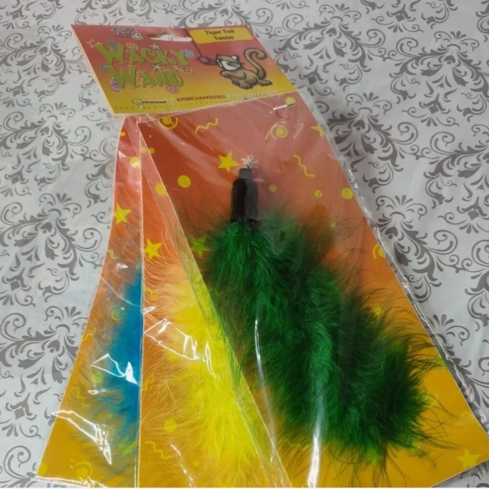 Lot of 3 Lazy Pet Interactive Tail Tease Cat Toy Green, Blue, & Yellow C12